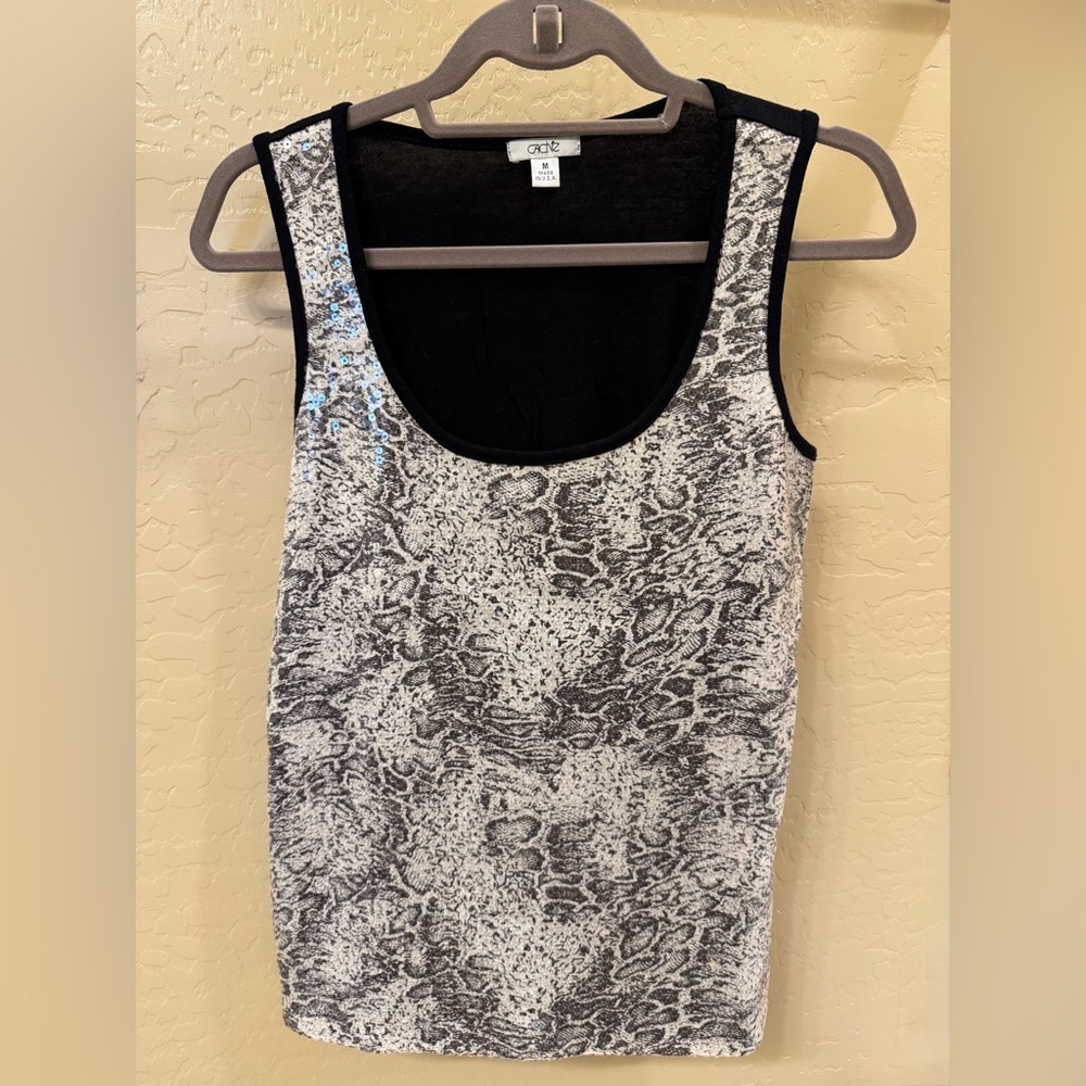 Cache Sequin Sleeveless Top